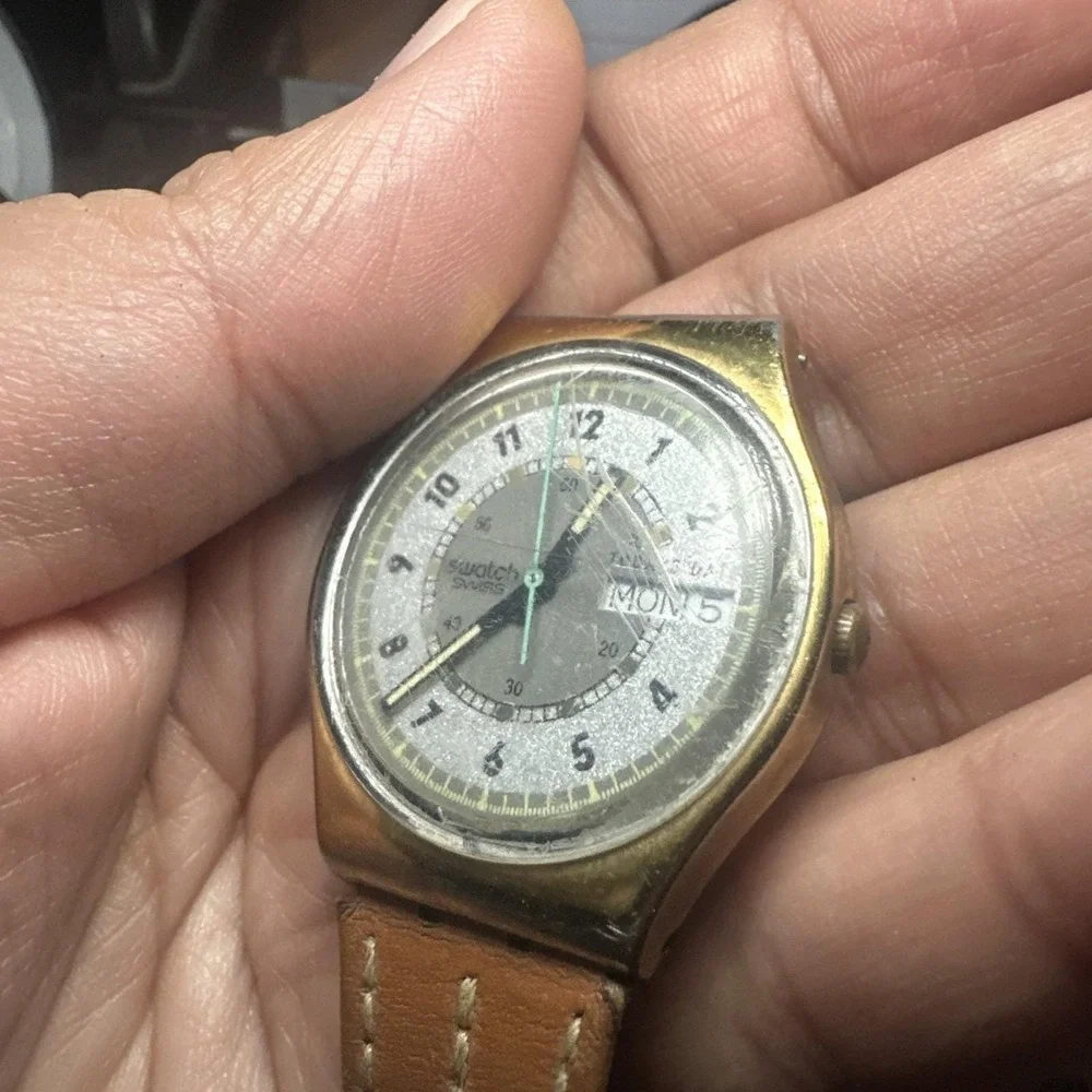 Works VTG 1988 Swatch‎ ALBATROSS GX700 34mm Swiss Watch Rare -Broken Band